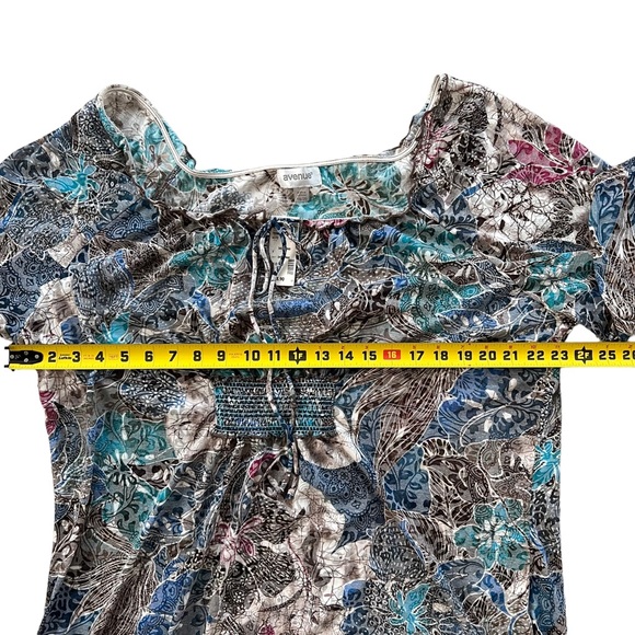 NWT Avenue Top Womens 18 Plus Sheer Floral Peasant Blouse Whimsical Fairy - Picture 9 of 10